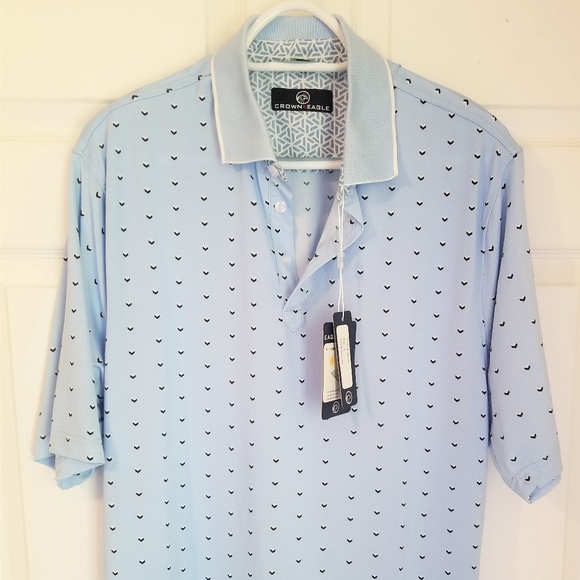 Crown & Eagle Golf Polo NWT Blue Geometric - Picture 3 of 6